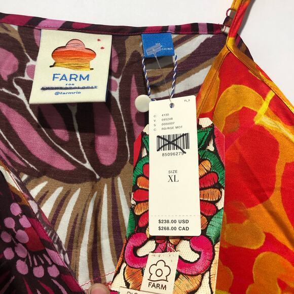 Farm Rio X Anthropologie Printed Slip Dress Multicolor Size XL NWT - Picture 8 of 11